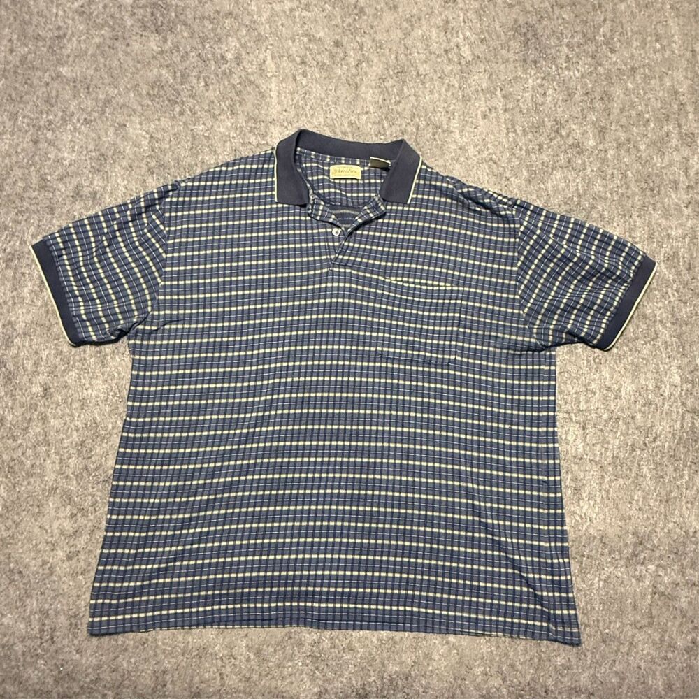 VTG 90s St Johns Bay Polo Mens XXL Blue Green Striped JCPenny Combed Cotton